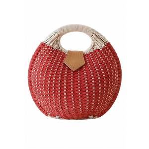 NEW CAP ZONE women's crochet rattan circle beach bag in red